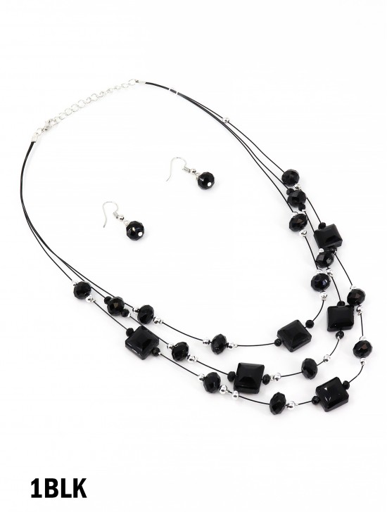 Fashion Mixed Beads Necklace and Earrings Set